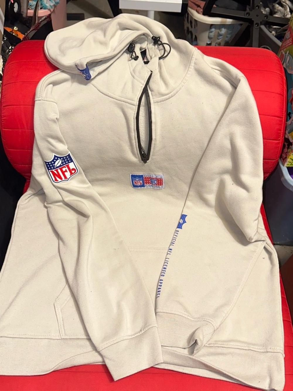 NFL Cream Zip-Up Hoodie with Blue & Red Logos